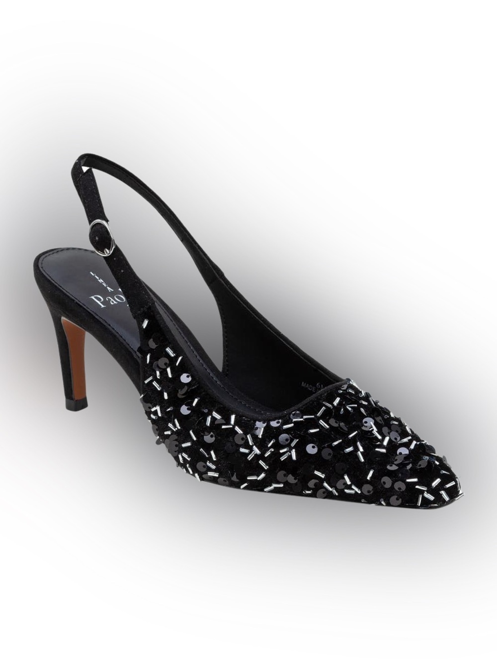 Linea Paolo Cosmo Beaded Black Sequin Velvet Slingback Pump Size 9 New in Box